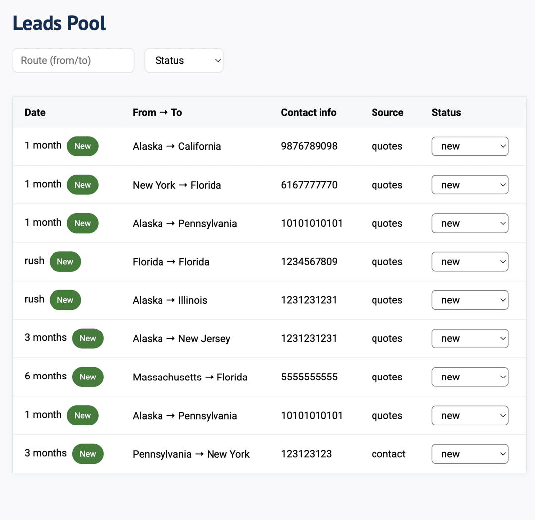 Mover Page Screenshot